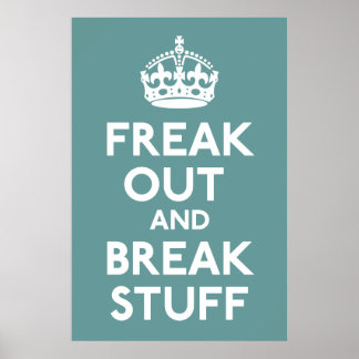 Ruhe bewahren und die Parody-Printwerbung fortsetz Poster