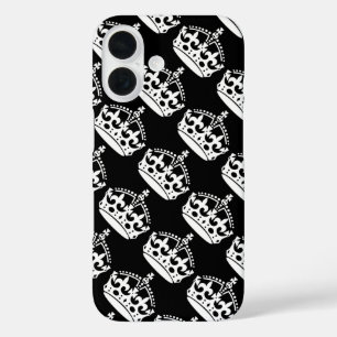 Ruhe bewahren und Kronen in Weiß tragen iPhone 16 Hülle