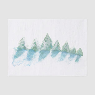 Ruhe Friedlicher Winterwald Wasserfarbe Seidenpapier