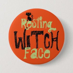 Ruhe Gesicht Hexe Halloween Knopf Button
