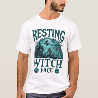 Ruhe Gesicht Hexe Halloween Spukhaus Kessel T-Shirt