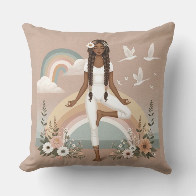 Ruhe im Balance Boho Yoga Pillow Kissen (Vorderseite)