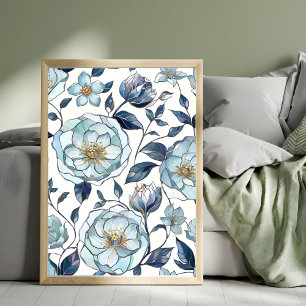Ruhe in Blau: Ein Blumenband Fotodruck