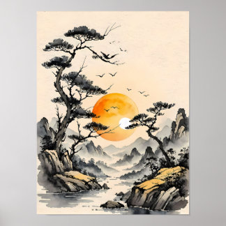 Ruhe in der Natur: Landschaftskunst japanischen St Poster