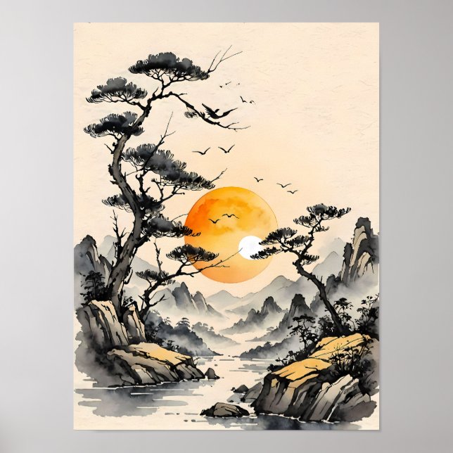 Ruhe in der Natur: Landschaftskunst japanischen St Poster (Vorne)