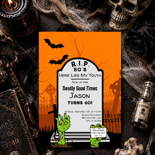 Ruhe in Frieden 50er Zombie Horror Halloween 60. G Einladung