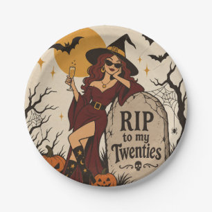 Ruhe in Frieden meinem Zwanzigern Retro Halloween Pappteller