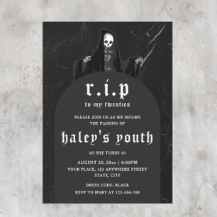 Ruhe in Frieden Twenties 20er Lustiger Tod Funeral Einladung
