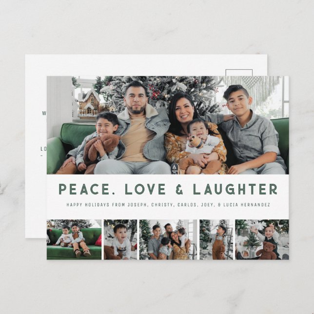 Ruhe, Liebe & Lachen MultiPhoto Holiday Postkarte (Vorne/Hinten)