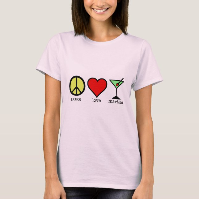 Ruhe, Liebe & Martini - Langschläfer T-Shirt (Vorderseite)