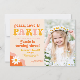 Ruhe, Liebe & Party Retro FotoGeburtstag Einladung