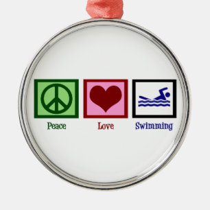 Ruhe Liebe Schwimmen Silbernes Ornament
