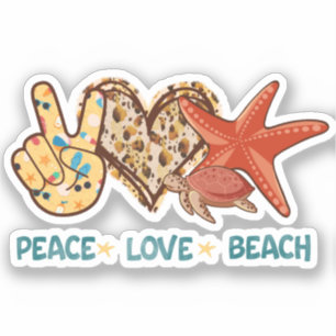 Ruhe, Liebe, Strand Friede, Herz, Schildkröte Aufkleber