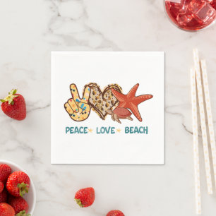 Ruhe, Liebe, Strand   Friede, Herz, Schildkröte Serviette
