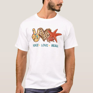 Ruhe, Liebe, Strand   Friede, Herz, Schildkröte T-Shirt