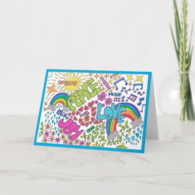 Ruhe, Liebe und Freude Retro-Stil, Ihre Worte inne Dankeskarte (Vorderseite)