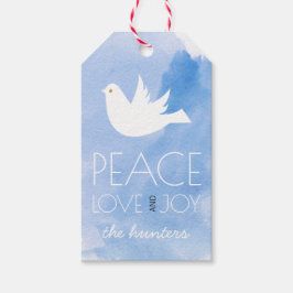 Ruhe, Liebe und fröhliches blaues Aquarell Weihnac Geschenkanhänger