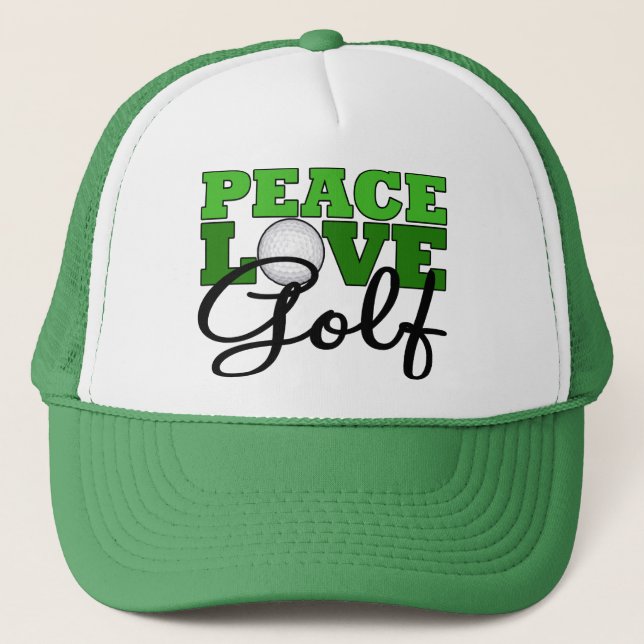 Ruhe, Liebe und Golf Truckerkappe (Vorderseite)