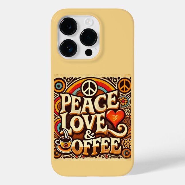 Ruhe, Liebe und Kaffee Retro iPhone Case (Rückseite)
