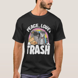 Ruhe, Liebe und Müll Rainbow Funny Raccoon Pullove T-Shirt