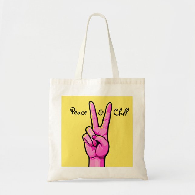 Ruhe & ✌️ Minimaler Cartoon Tote Beag Tragetasche (Vorne)
