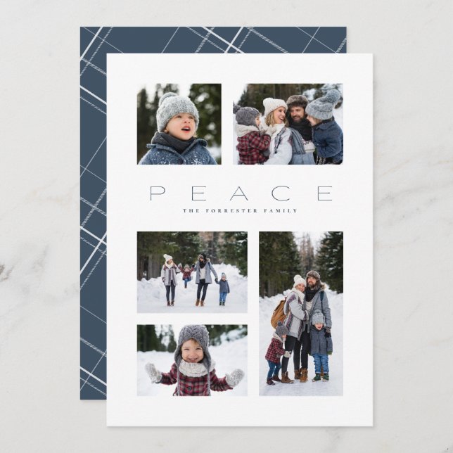 Ruhe modern minimalistisch 5 Foto Blau Weihnachten (Vorne/Hinten)