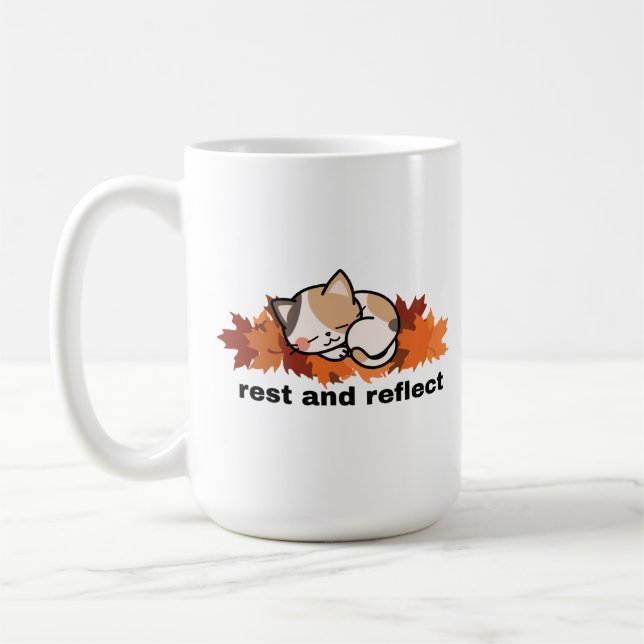 Ruhe & Reflektion Herbstkatze Kaffeetasse (Links)