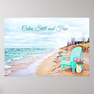 Ruhe, Ruhe und der freie Strand "Ocean Tranquil Po Poster