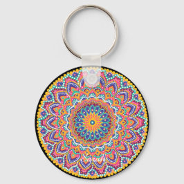 Ruhe Schöne farbenfrohe Floral Mandala Schlüsselanhänger
