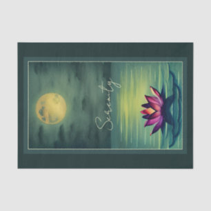 Ruhe - Schöne Lotus-Blume und Vollmond Seidenpapier