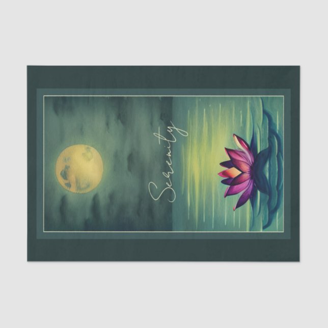 Ruhe - Schöne Lotus-Blume und Vollmond Seidenpapier (Vorderseite)