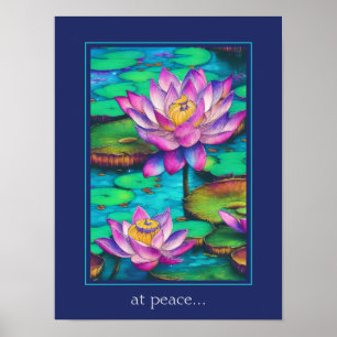 Ruhe - Schöne Pink Lotus Blume Szene Poster