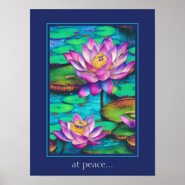 Ruhe - Schöne Pink Lotus Blume Szene Poster (Vorne)