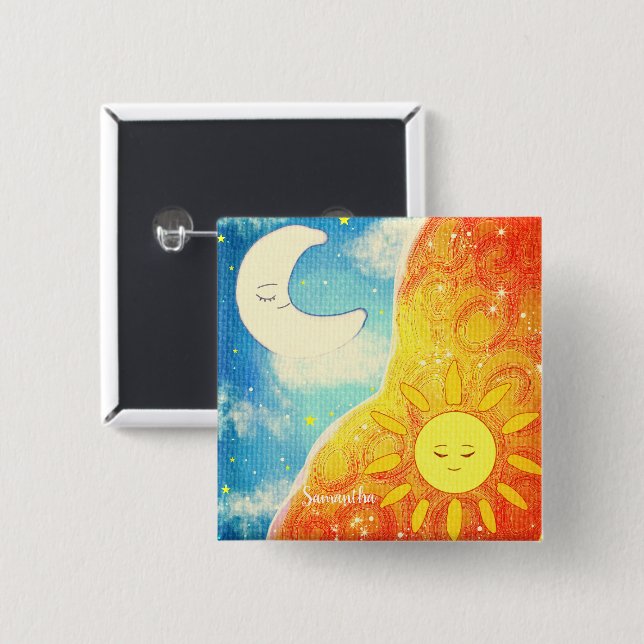Ruhe, Sonne und Mond Button (Vorne & Hinten)