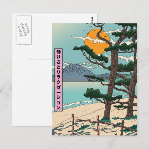 Ruhe und Entspannung japanischen Fluss. Postkarte