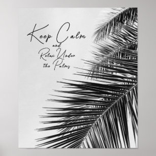 Ruhe und Entspannung unter den Palmen Schwarz-weiß Poster