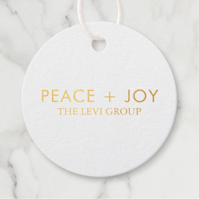 Ruhe und Freude Minimaler Weihnachtskreis Gold Wei Geschenkanhänger (Vorderseite)