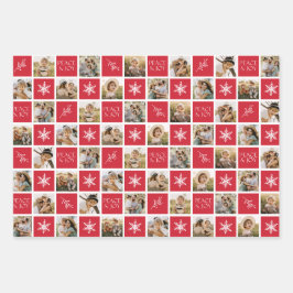 Ruhe und Freude Roter Urlaub Foto Collage Geschenkpapier Set