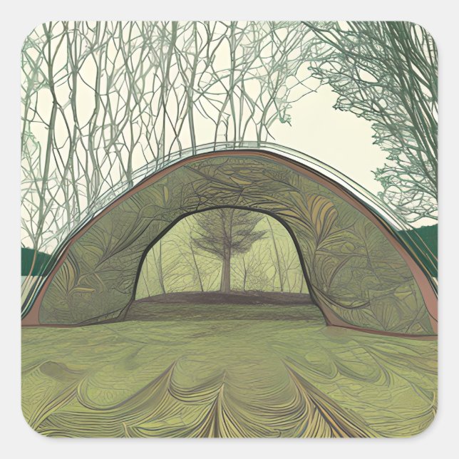 Ruhe und Friedliches Camping Quadratischer Aufkleber (Vorderseite)