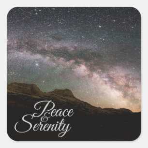 Ruhe und Gelassenheit Berg Night Sky Quadratischer Aufkleber
