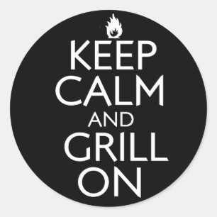 Ruhe und Grill behalten Runder Aufkleber