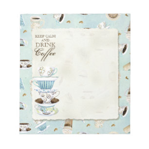 Ruhe und Kaffee behalten - gestapelte Kaffeekuchen Notizblock