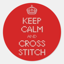 Ruhe und Kreuzstich behalten Runder Aufkleber