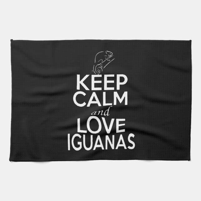 Ruhe und Liebe behalten Iguanas Geschirrtuch (Horizontal)
