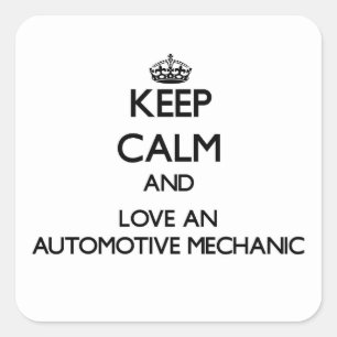 Ruhe und Liebe eines Automotive-Mechanismus behalt Quadratischer Aufkleber