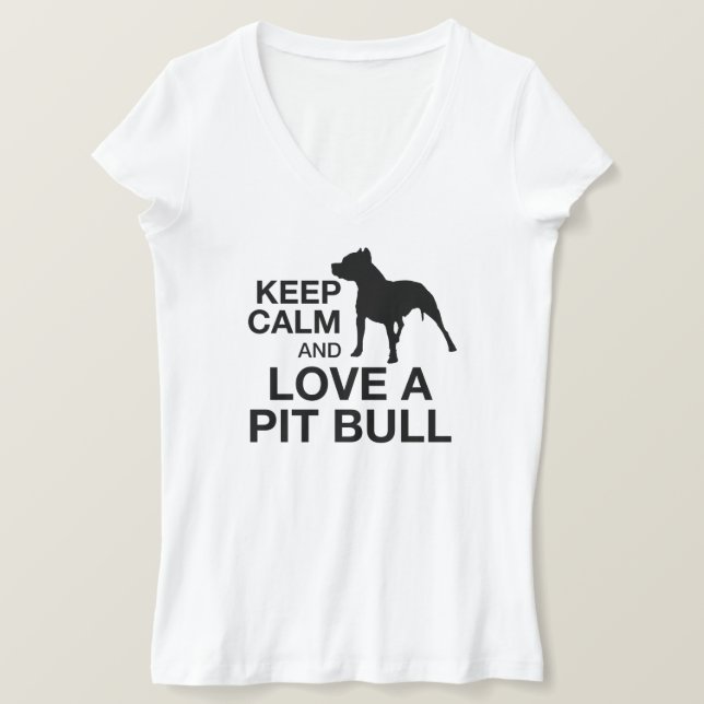 Ruhe und Liebe eines Pit Bull Vertikalpinsels beha T-Shirt (Design vorne)