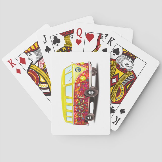 Ruhe und Liebe Hippienbus Spielkarten (Rückseite)