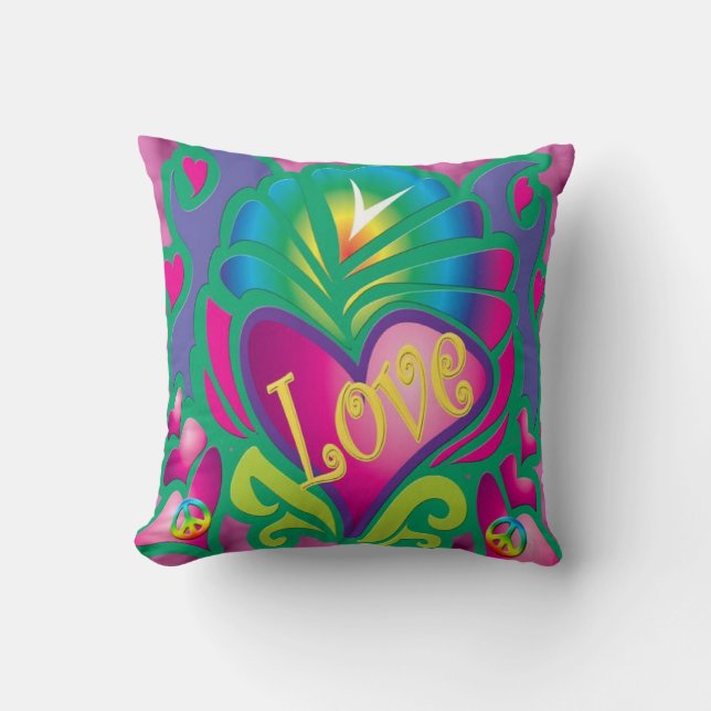 Ruhe und Liebe Retro-Stil Kissen (Vorderseite)