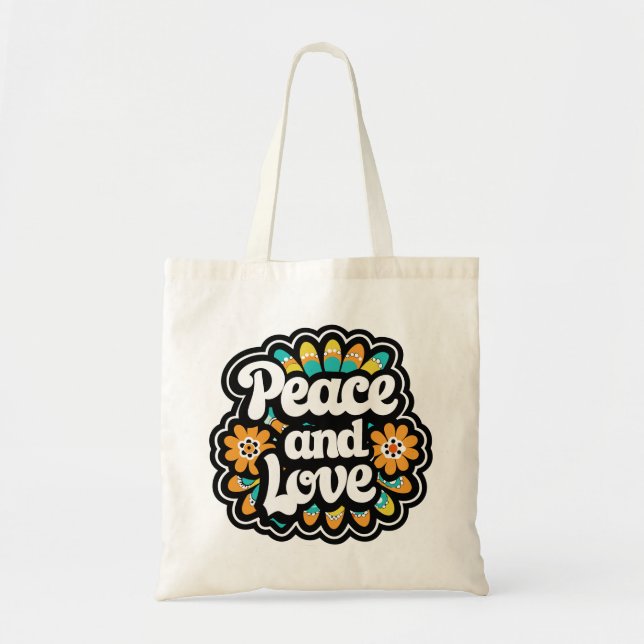 Ruhe und Liebe Retro Tote Tasche (Vorne)