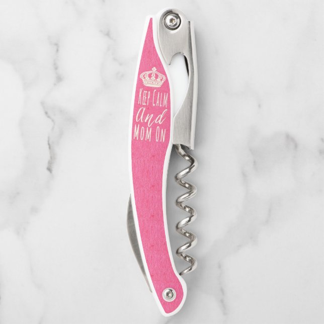 Ruhe und Mama auf Grunge Pink behalten Kellnermesser (Rückseite)
